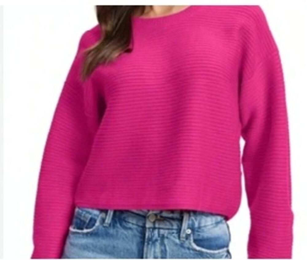 Good American Ribbed Sweater Pink Size 2/M Long Sleeve Crewneck